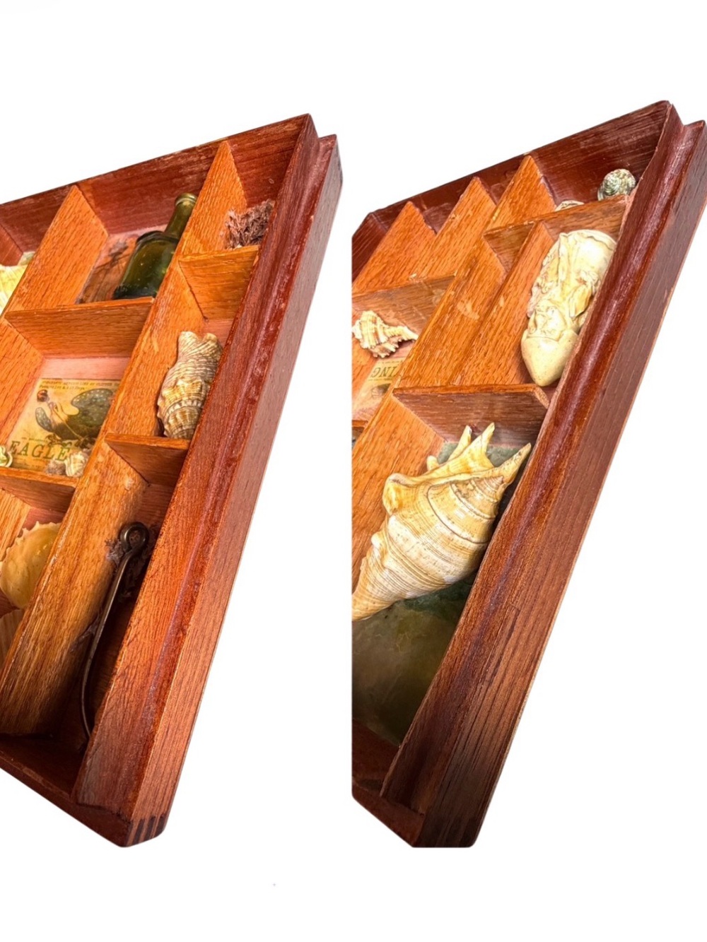 Vintage Wood Curio 3D Seashell Art Nautical Wall Decor Antique Beach House - Picture 10 of 12